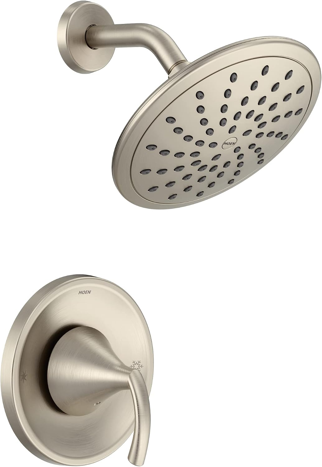 Moen Glyde Brushed Nickel Shower Only System with Rainshower Showerhead without Valve, T2842EPBN