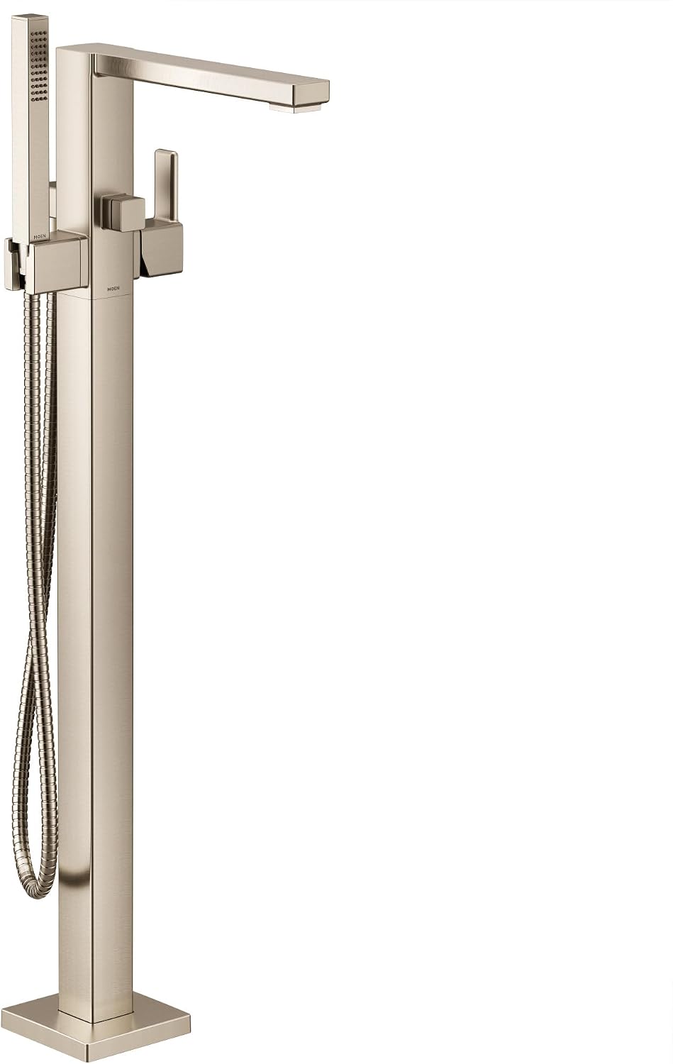 Moen S905BN 90 Degree One-Handle Freestanding Floor Mount Tub Filler with Handshower, Brushed Nickel