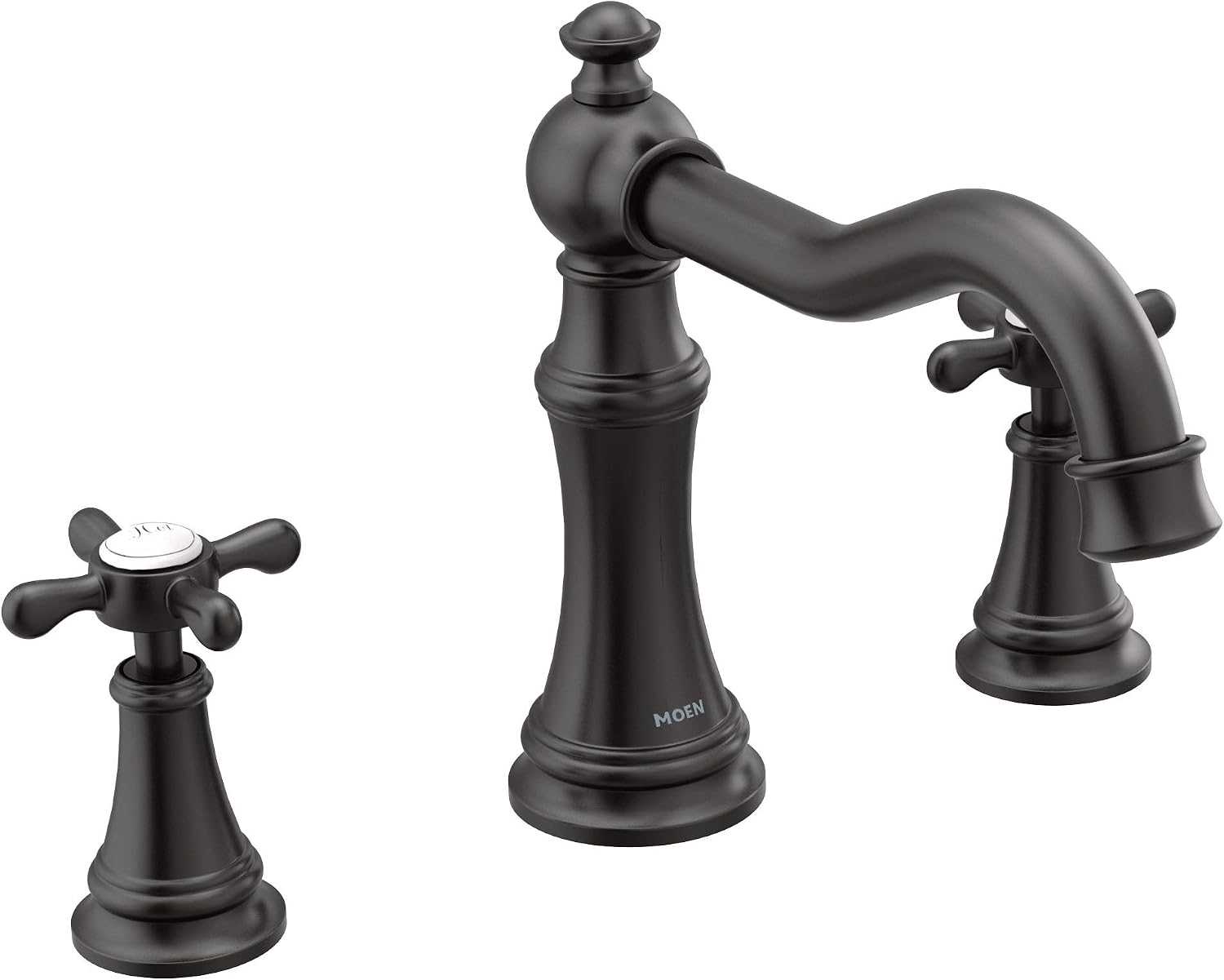 Moen TS22101BL Weymouth Two-Handle Roman Tub Faucet with Cross Handles Trim Kit, Valve Required, Trim Only, Matte Black