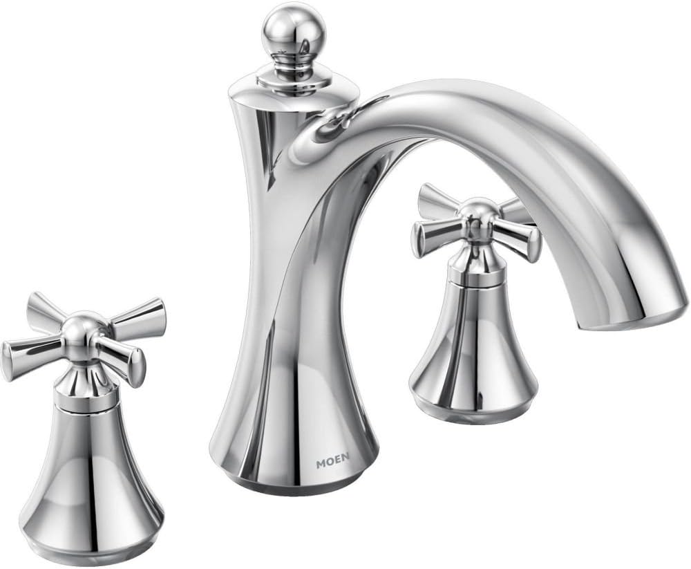 Moen T657 Wynford Two-Handle Non Diverter Roman Tub Faucet, Chrome
