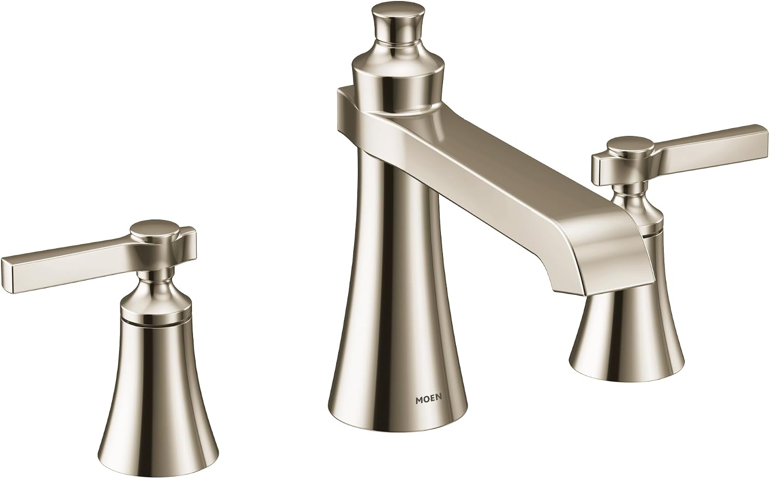 Moen TS926NL Flara 2-Handle Deck Mount Lever Handle Roman Tub Faucet Trim Kit, Valve Required, Polished Nickel
