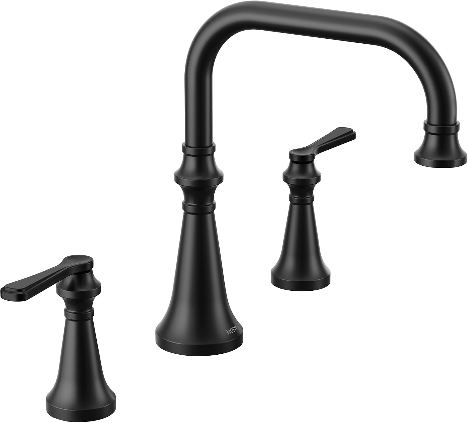 Moen TS44503BL Colinet Two Handle Deck-Mount Roman Tub Faucet Trim with Lever Handles, Valve Required, Matte Black
