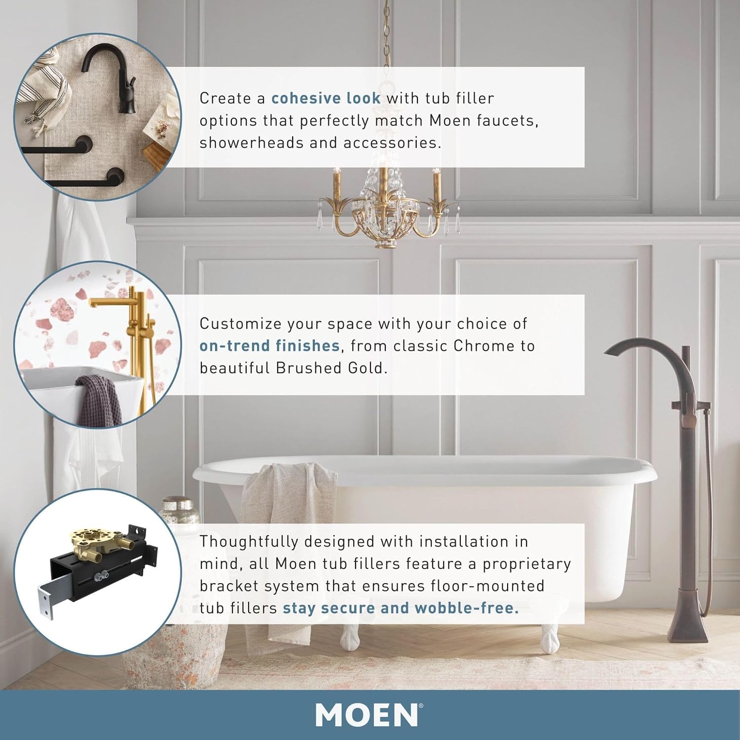 Moen Voss Freestanding Tub Filler with Handshower, Chrome, 695