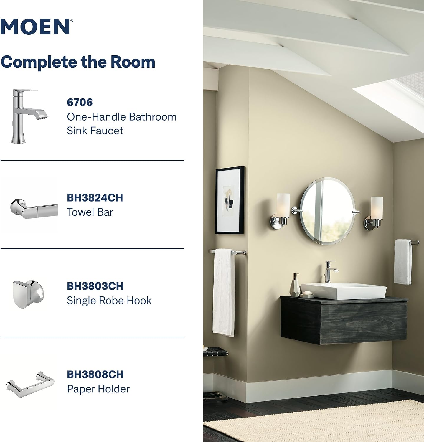 Moen Genta LX Tub & Shower Trim Kit, Valve Required, Chrome, T2473EP