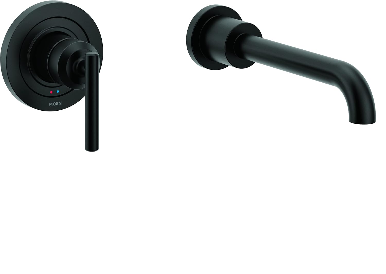 Moen Gibson Single Handle Wall Mount Tub Filler High Flow Tub Faucet with 10" Spout Reach, Matte Black, WT961BL