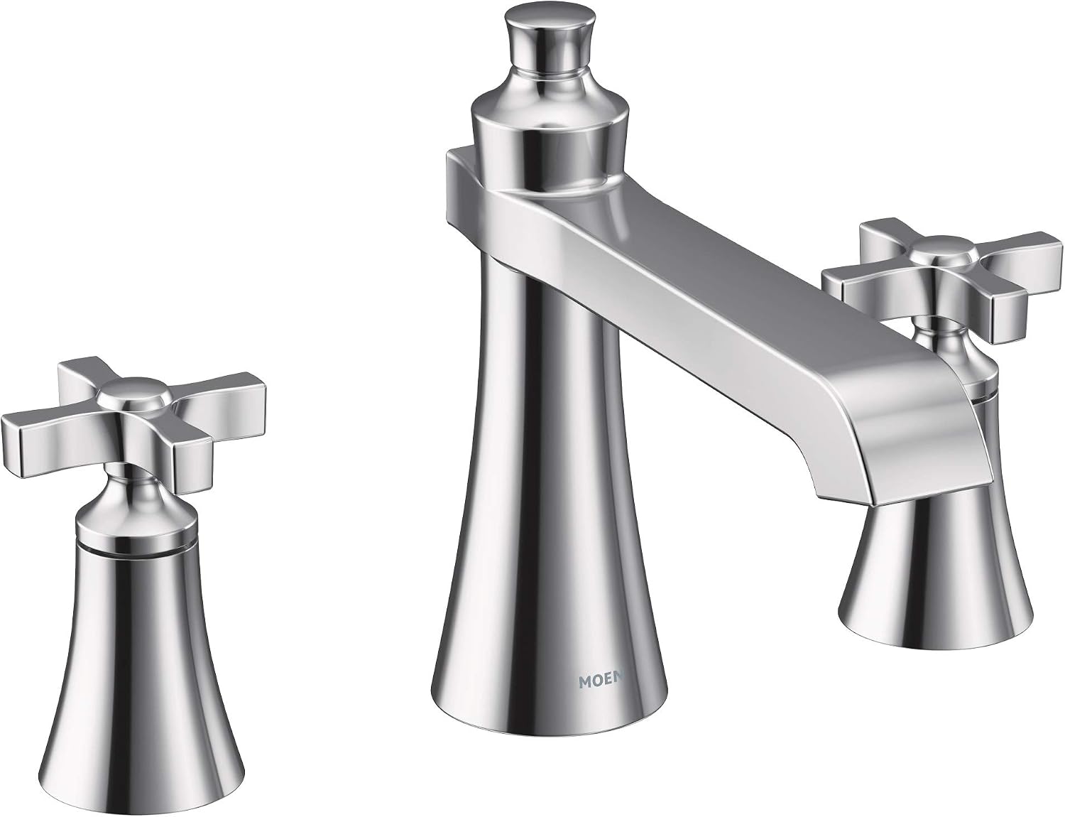Moen TS927 Flara 2-Handle Deck Mount Cross Handle Roman Tub Faucet Trim Kit, Valve Required, Chrome