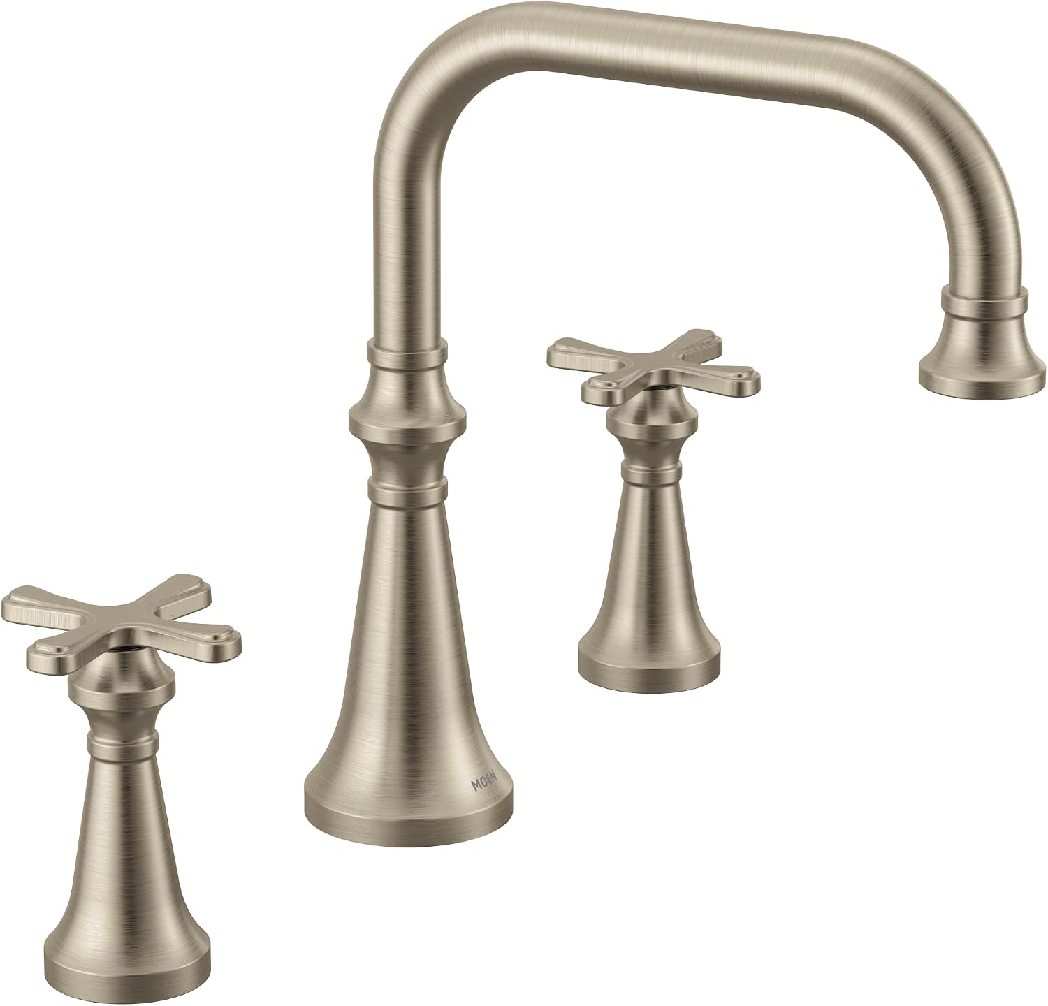 Moen TS44505BN Colinet Two Handle Deck-Mount Roman Tub Faucet Trim with Cross Handles, Valve Required, Brushed Nickel