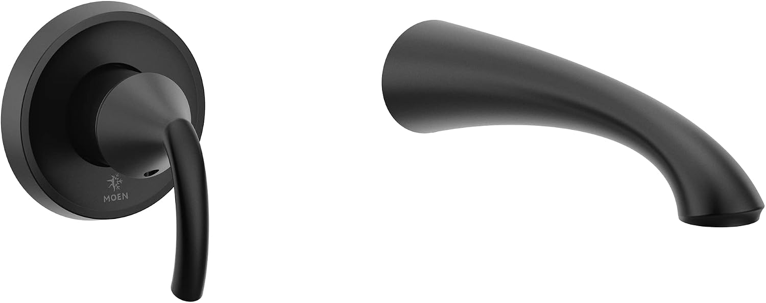 Glyde Matte Black Single Handle Wall Mount Tub Filler High Flow Tub Faucet with 10" Spout Reach, WT371BL