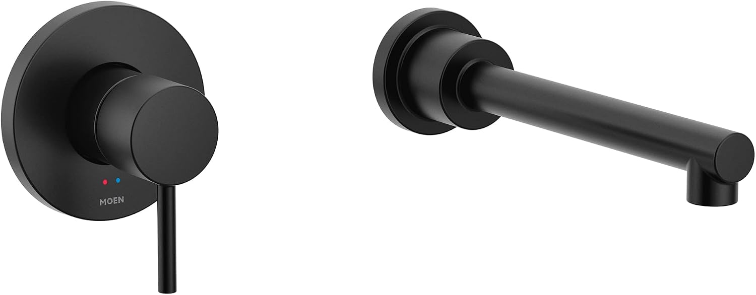 Align Matte Black Single Handle Wall Mount Tub Filler High Flow Tub Faucet with 10" Spout Reach, WT391BL