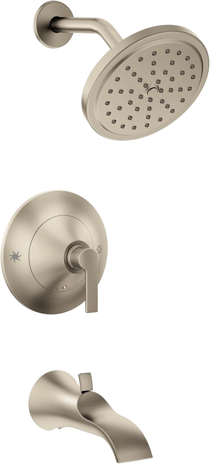 Moen TS2203BN Doux Posi-Temp Pressure Balancing Tub and Shower Trim Kit, Valve Required, Brushed Nickel