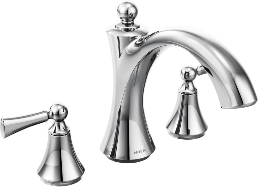 Moen T653 Wynford Chrome two-handle non diverter roman tub faucet
