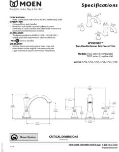 Moen T653 Wynford Chrome two-handle non diverter roman tub faucet