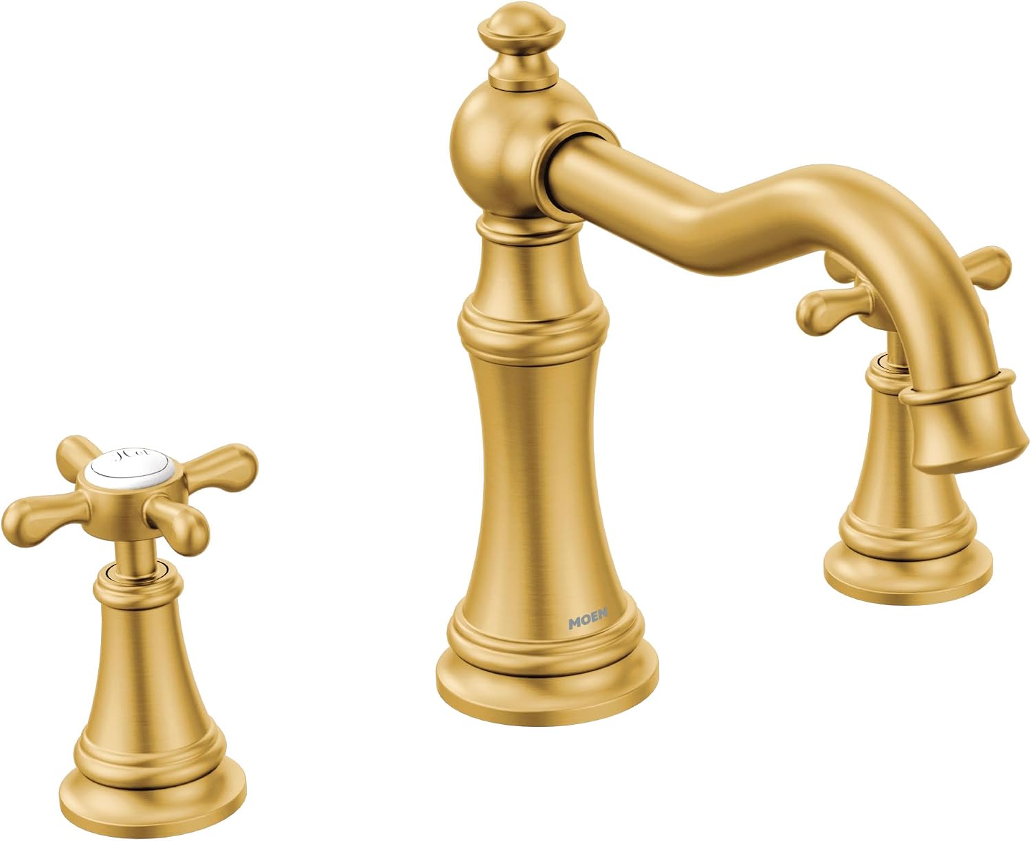 Moen TS22101BG Weymouth Two-Handle Roman Tub Faucet with Cross Handles Trim Kit, Valve Required, Brushed Gold
