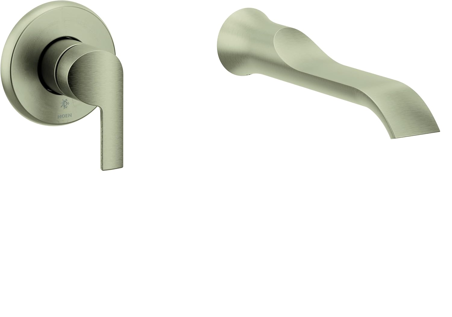 Doux Brushed Nickel Single Handle Wall Mount Tub Filler High Flow Tub Faucet with 10" Spout Reach, WTS981BN