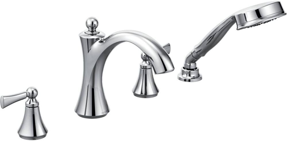Moen T654 Wynford Two-Handle Diverter Roman Tub Faucet Includes Hand Shower without Valve, Chrome