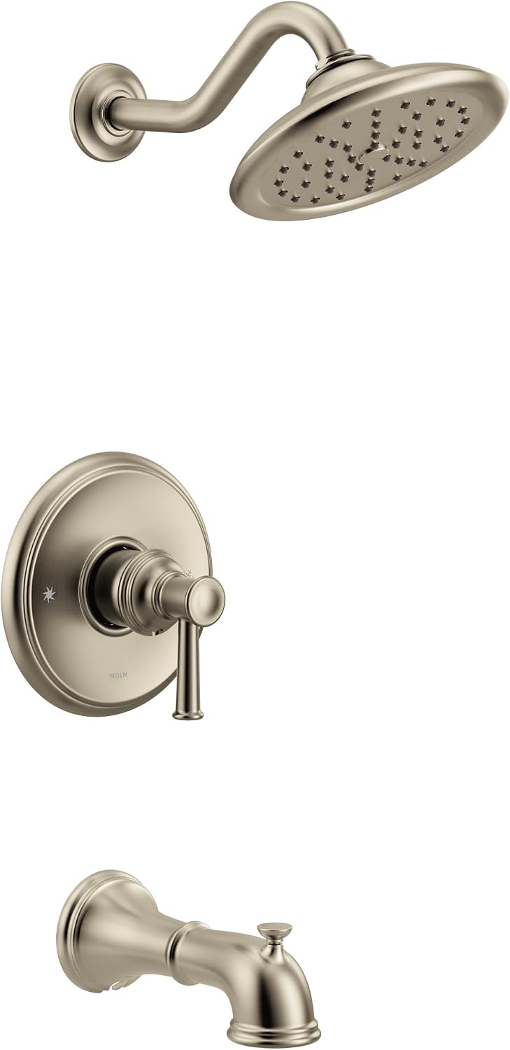 Moen UT3313BN Belfield M-CORE 3-Series 1-Handle Tub and Shower Trim Kit, Valve Required, Brushed Nickel