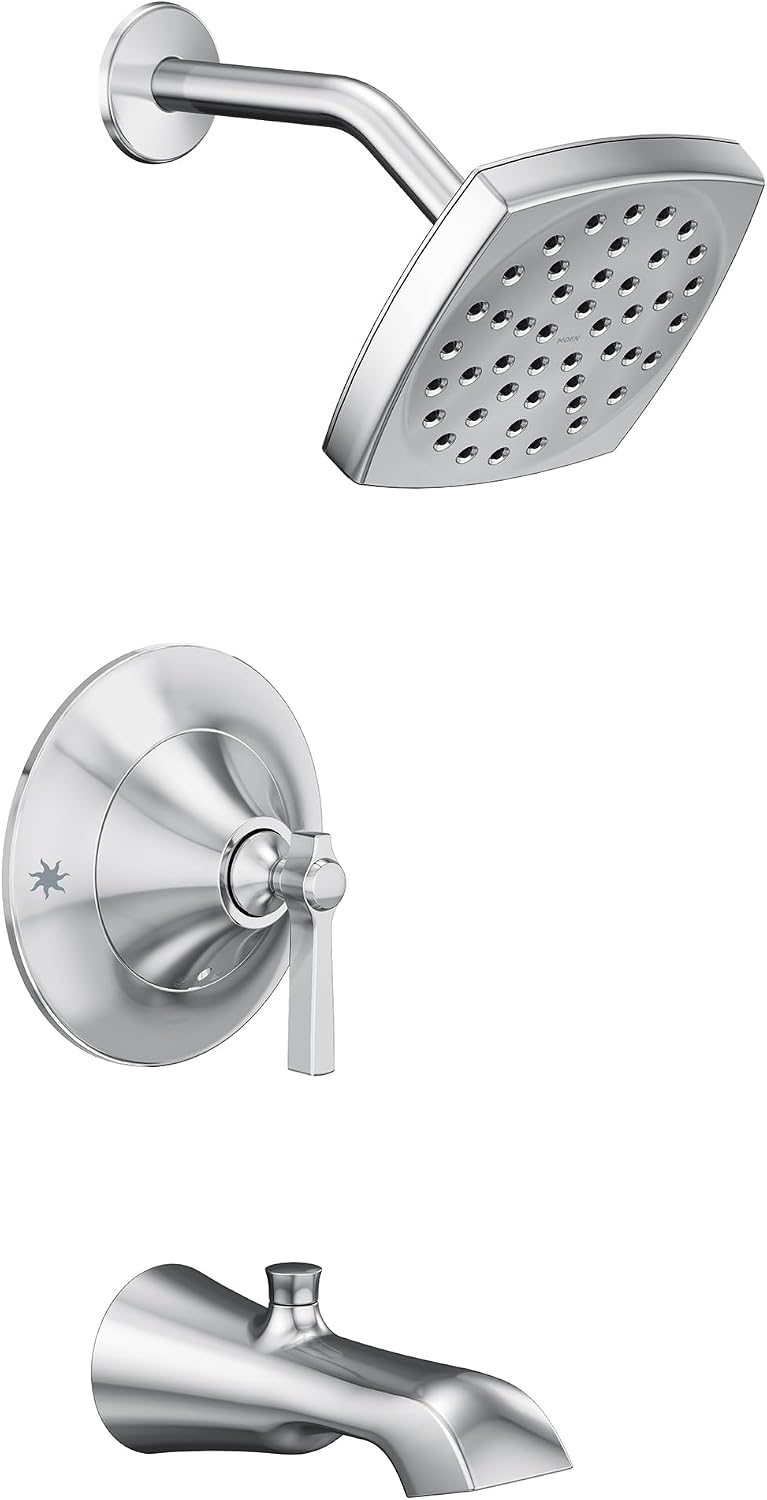 Moen TS2913EP Flara Posi-Temp Pressure Balancing Eco-Performance Tub and Shower Trim Kit, Valve Required, Chrome
