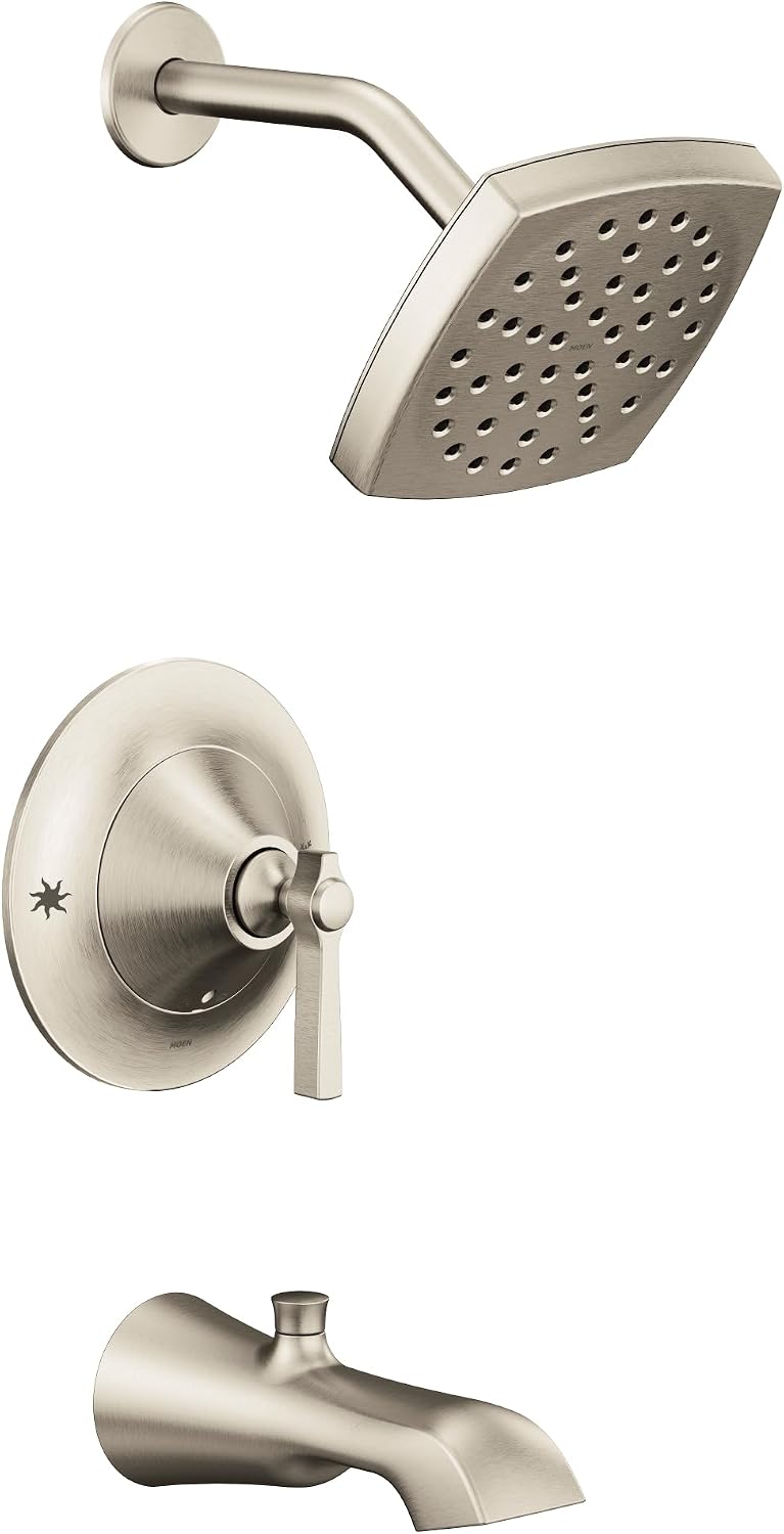 Moen TS2913EPBN Flara Posi-Temp Pressure Balancing Eco-Performance Tub and Shower Trim Kit, Valve Required, Brushed Nickel