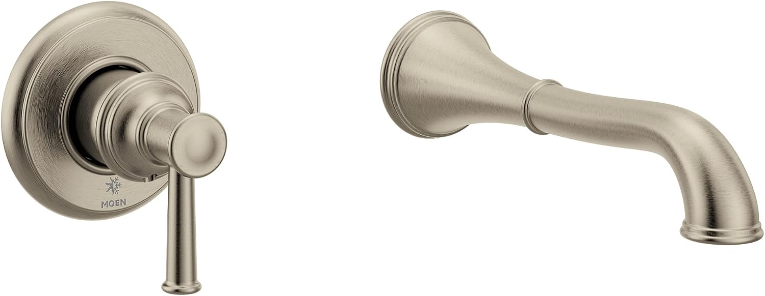 Belfield Brushed Nickel Single Handle Wall Mount Tub Filler High Flow Tub Faucet with 10" Spout Reach, WT9021BN