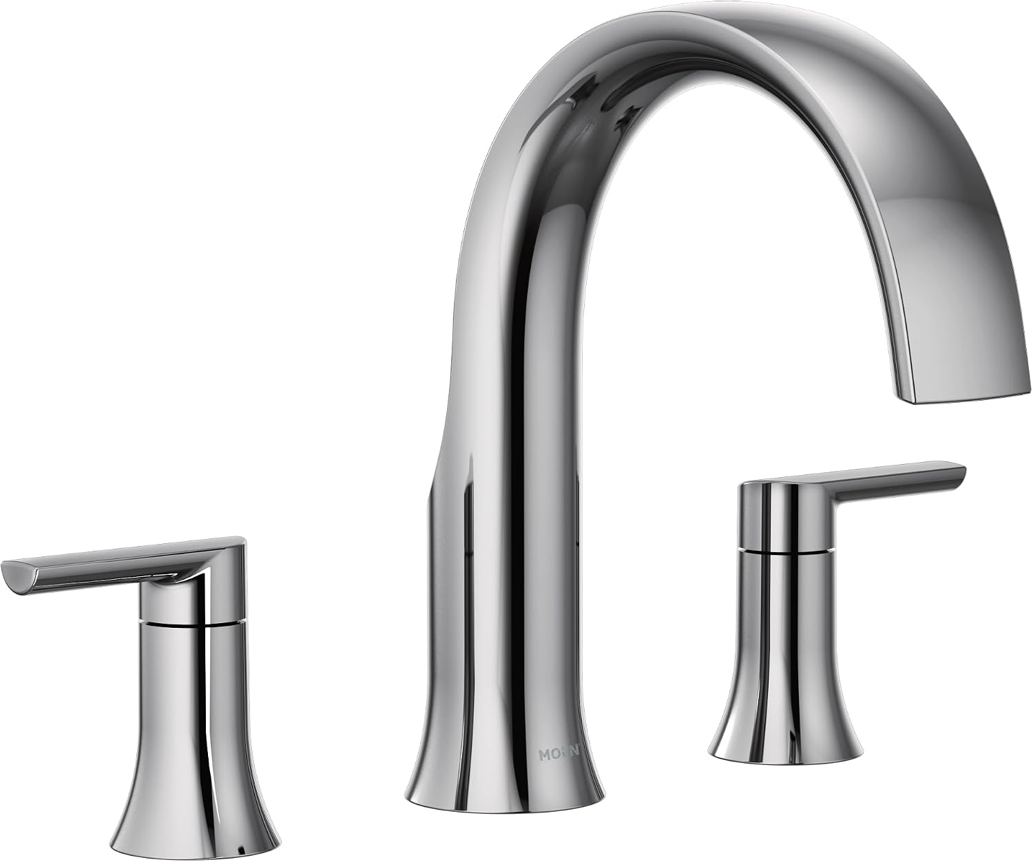 Moen Doux Chrome Two-Handle High Arc Deck-Mount Roman Tub Faucet Trim, Valve Required, TS983
