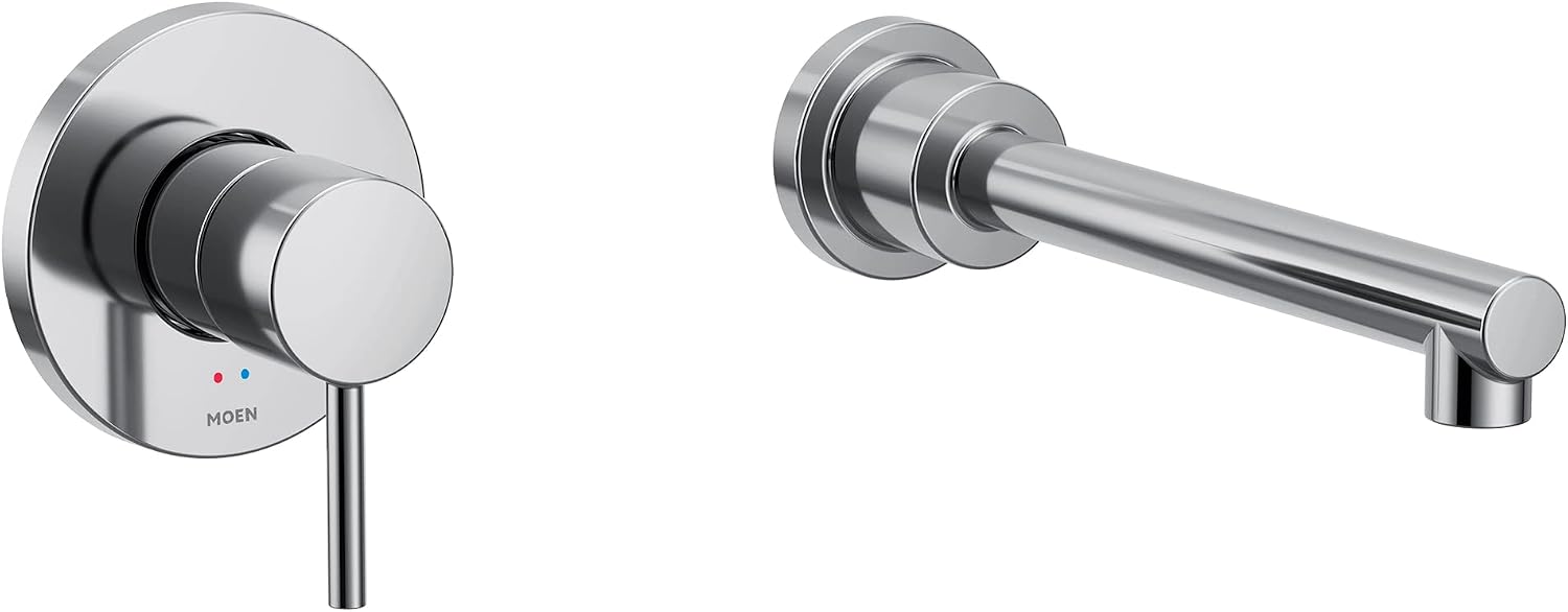Align Chrome Single Handle Wall Mount Tub Filler High Flow Tub Faucet with 10" Spout Reach, WT391