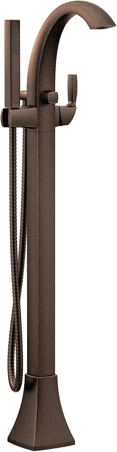 Moen Voss Oil-Rubbed Bronze One-Handle Freestanding Floor Mount Tub Filler with Handshower, 695ORB Oil Rubbed Bronze