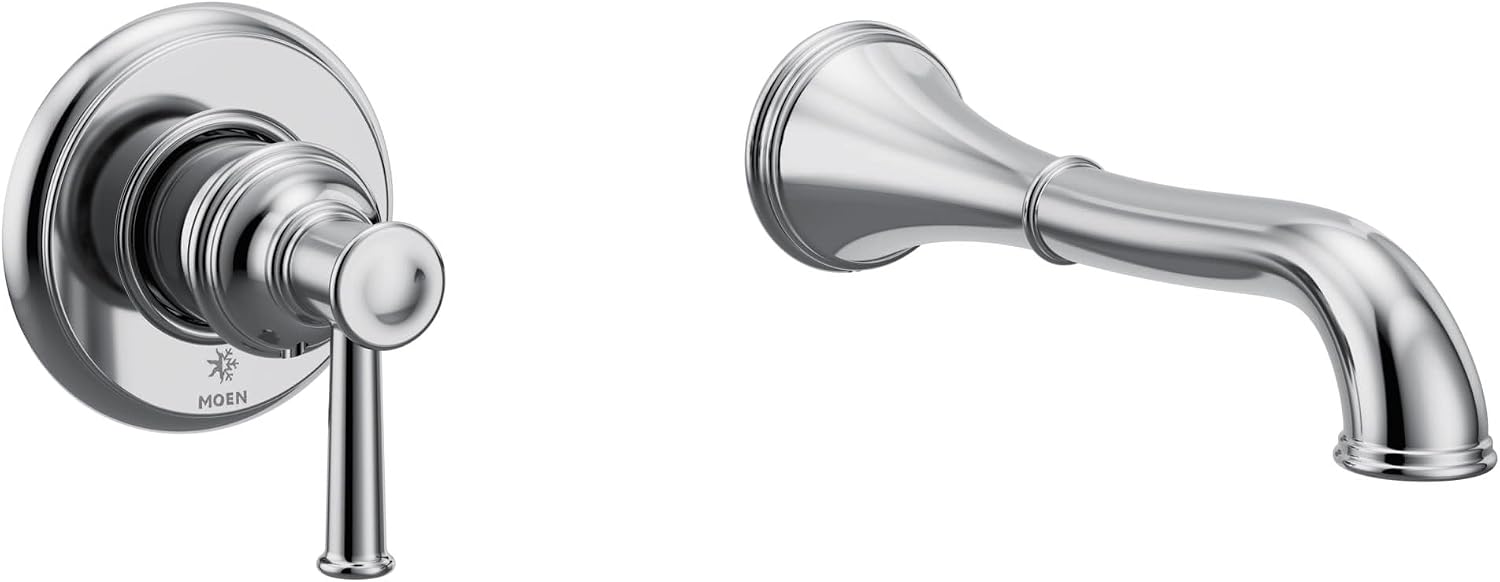 Belfield Chrome Single Handle Wall Mount Tub Filler High Flow Tub Faucet with 10" Spout Reach, WT9021