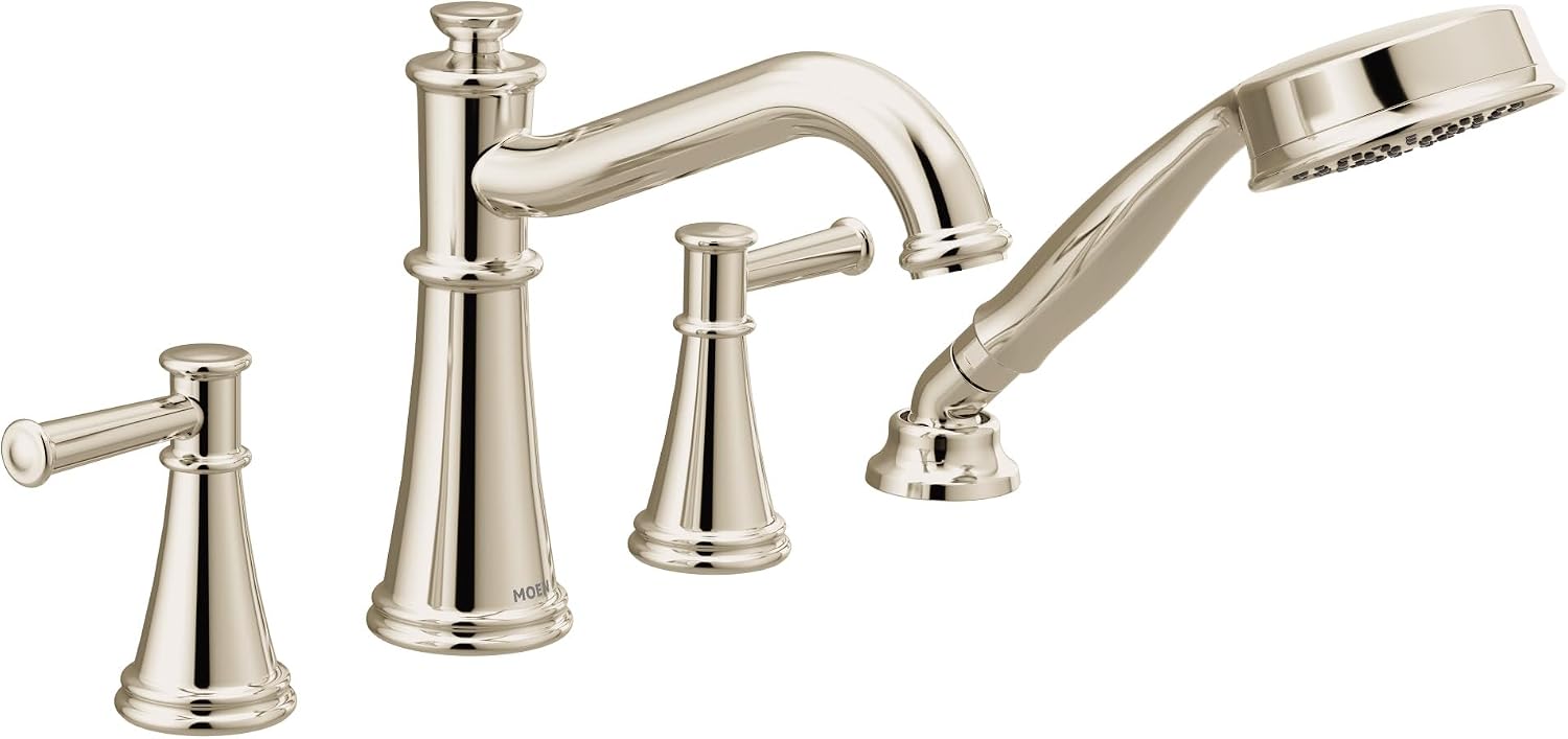 Moen T9024NL Belfield Roman Tub Faucet Trim Kit with Handshower, Polished Nickel
