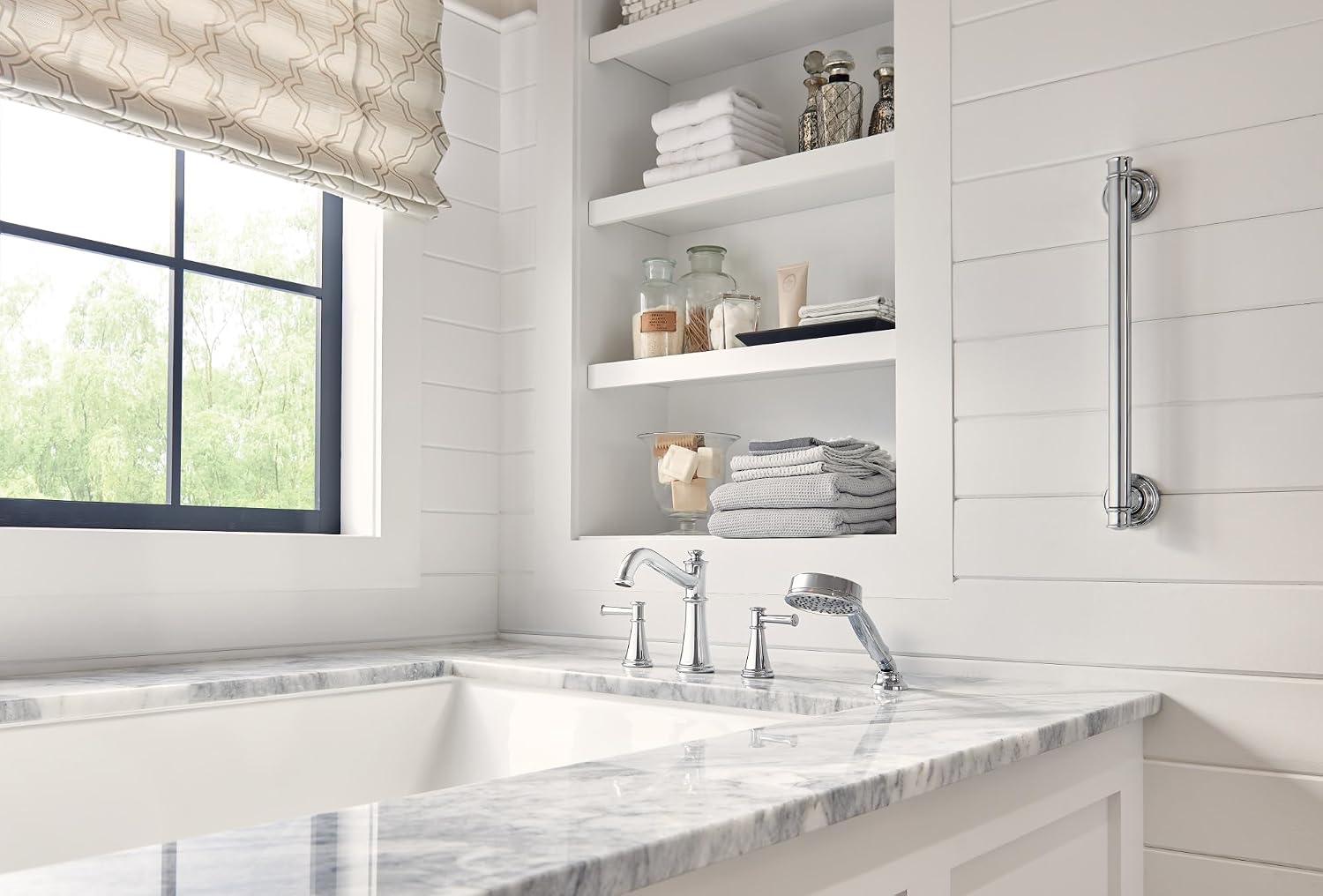 Moen T9024NL Belfield Roman Tub Faucet Trim Kit with Handshower, Polished Nickel