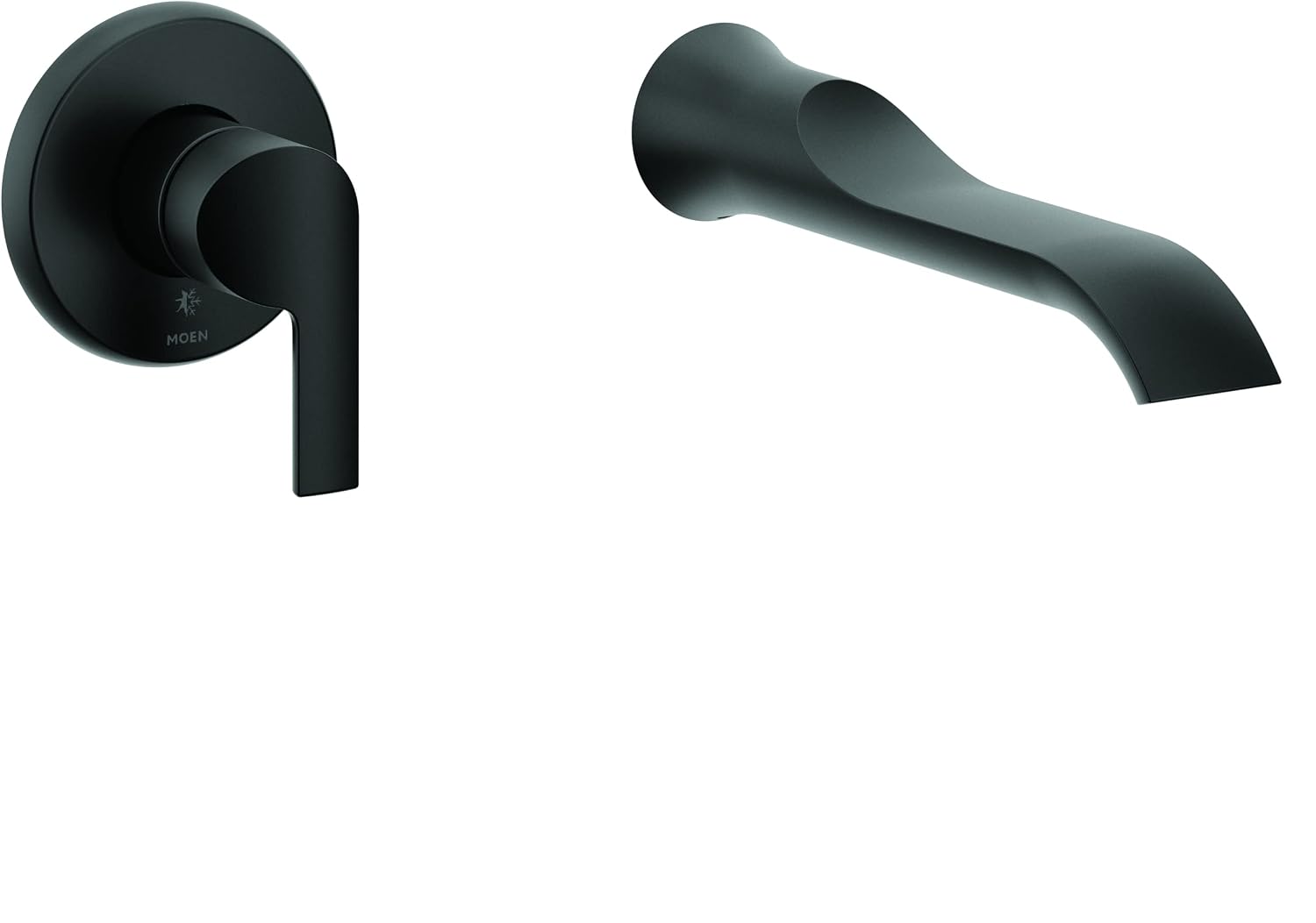 Doux Matte Black Single Handle Wall Mount Tub Filler High Flow Tub Faucet with 10" Spout Reach, WTS981BL