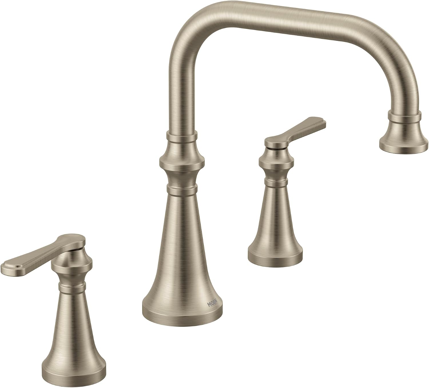 Moen TS44503BN Colinet Two Handle Deck-Mount Roman Tub Faucet Trim with Lever Handles, Valve Required, Brushed Nickel