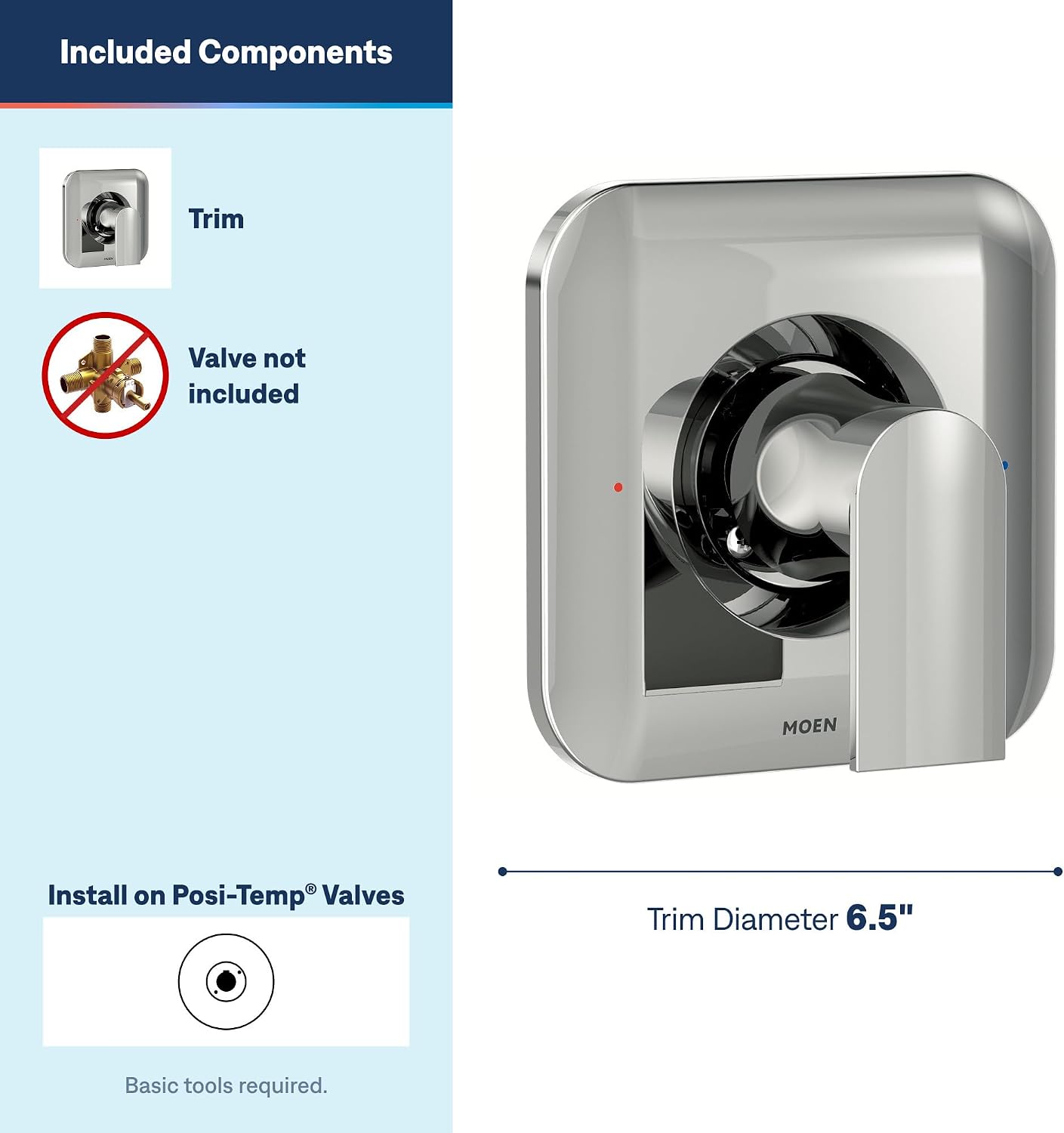 Moen T2471 Genta LX Chrome Posi-Temp Shower Trim Kit, Valve Required