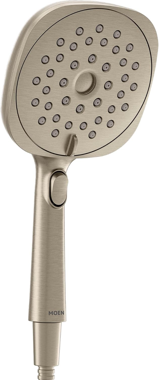Moen Verso Eco-Performance Infiniti Dial Square Handheld Shower, 5-Inch Diameter Spray Head, Brushed Nickel, 220H5EPBN