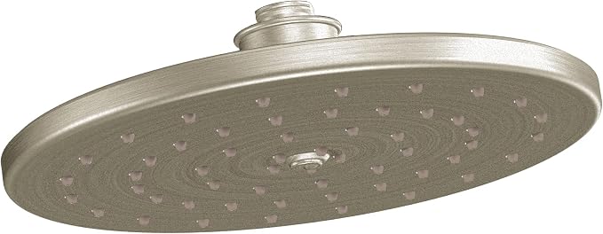 Moen Waterhill Brushed Nickel 10-Inch Wide Single Function Rain Showerhead with Immersion Rainshower Technology, S112BN