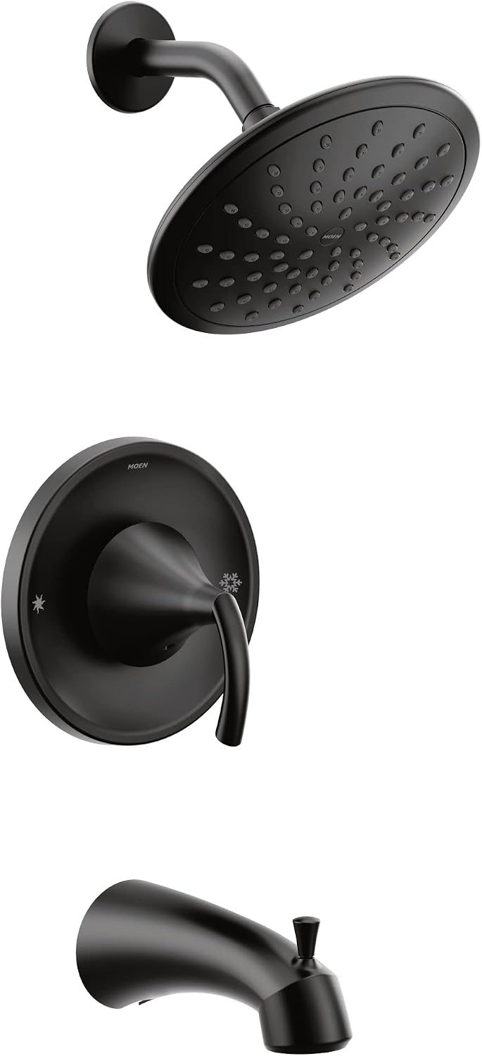 Moen T2843EPBL Glyde Tub Shower Faucet System with Eco-Performance Rainshower Showerhead without Valve, Matte Black