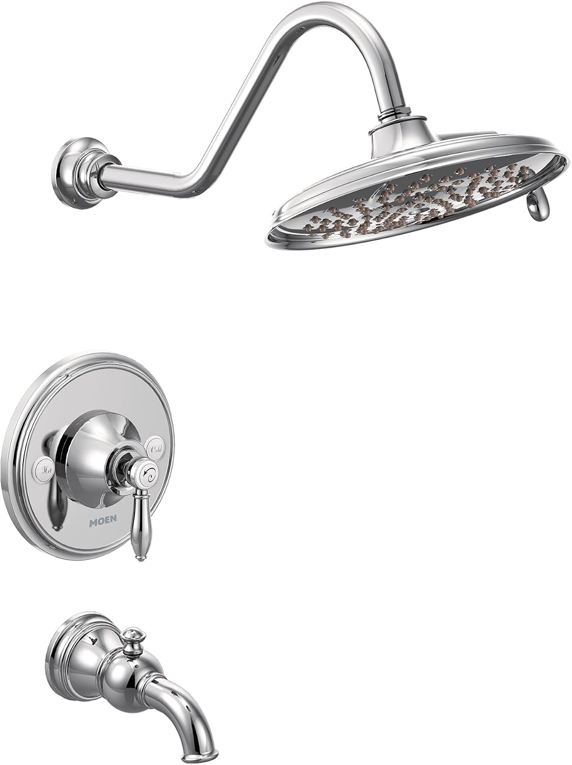 Moen TS32104 Weymouth Posi-Temp Tub and Shower Trim Kit, Valve Required, including 9-Inch 2-Spray Rainshower, Chrome