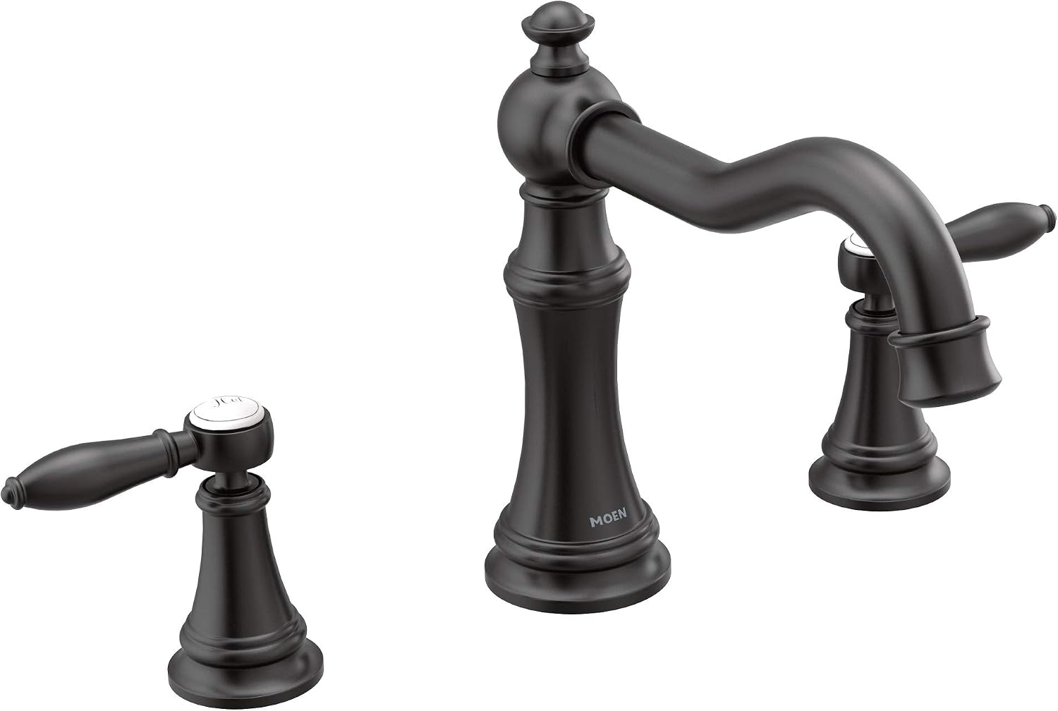 Moen TS22103BL Weymouth Two-Handle Roman Tub Faucet with Lever Handles Trim Kit, Valve Required, Matte Black