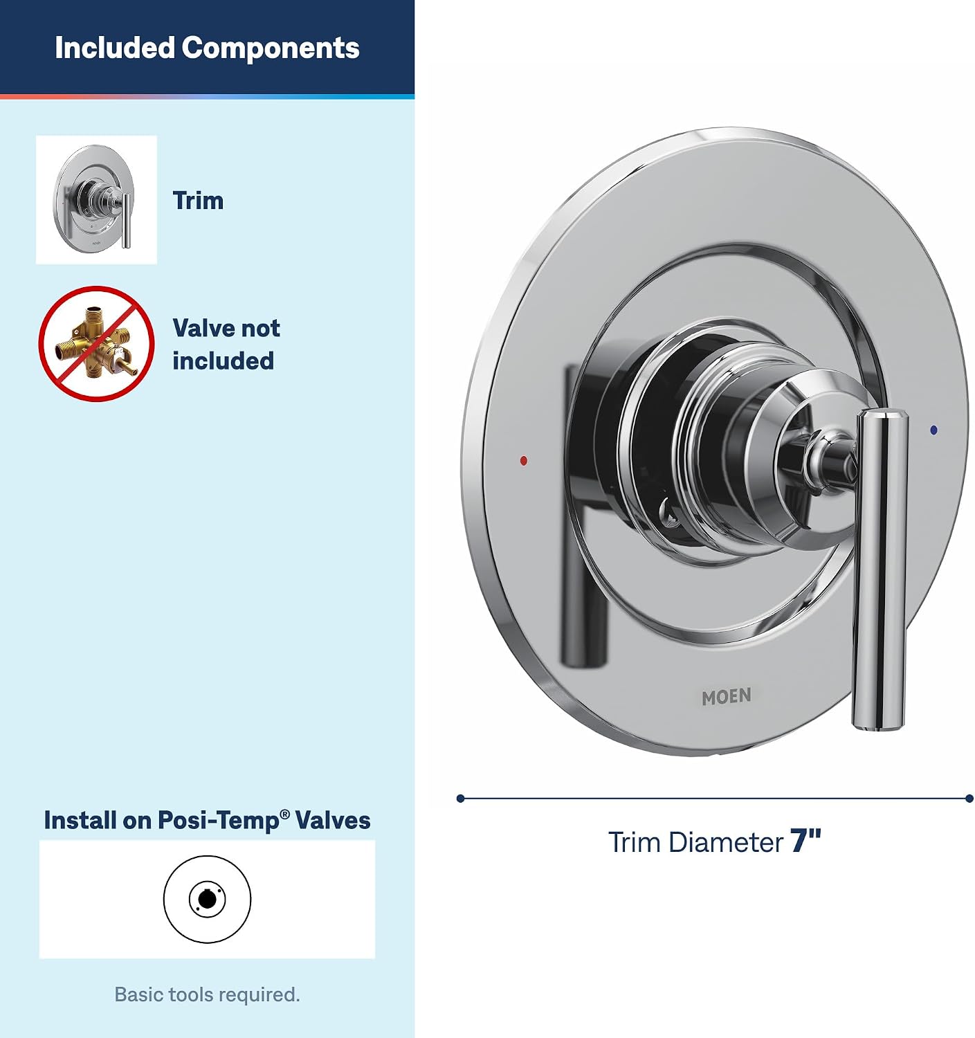 Moen T2901 Gibson Chrome Posi-Temp Valve Trim Kit