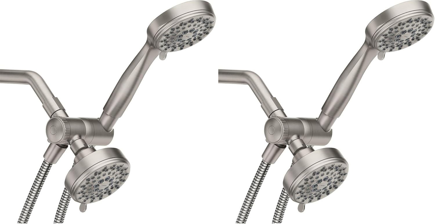 Moen Ignite Brushed Nickel Five-Function 3-3/4" Diameter 5-Function Shower Spray Head with Handheld Showerhead, 20016SRN (Pack of 2)