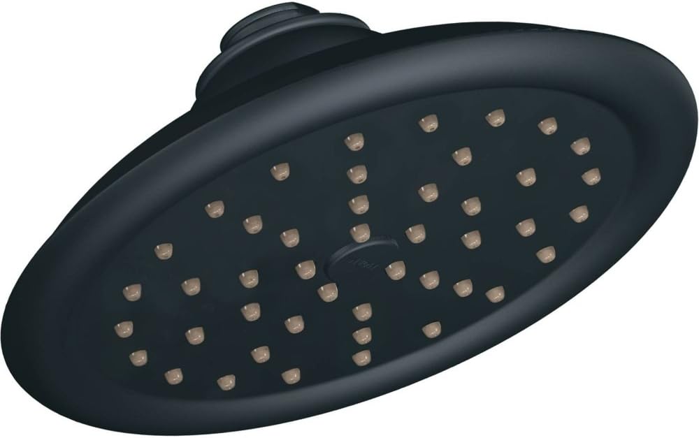 Moen S6310WR ExactTemp 7" Single Function Rainshower Showerhead with Immersion Technology at 2.5 GPM Flow Rate, Wrought Iron