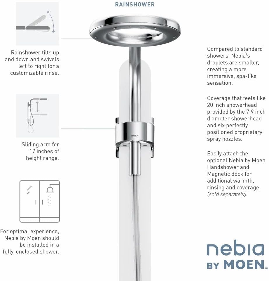 Moen N214R0CH Spa Shower Rainshower, Chrome/White