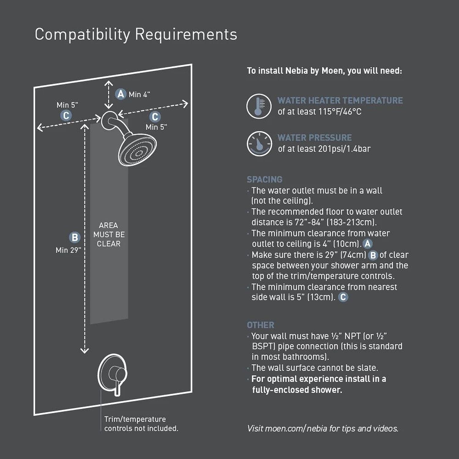 Moen N214R0BLC Spa Shower Rainshower, Matte Black/Chrome