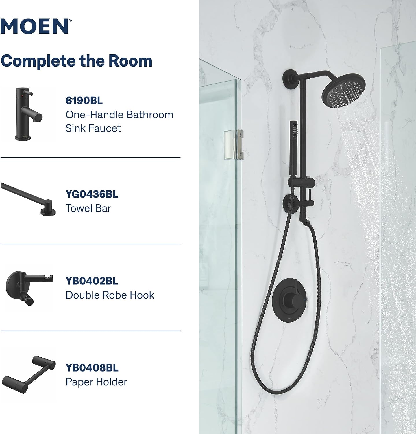 Moen Align Tub & Shower Trim Kit, Valve Required, Matte Black, T2193EPBL