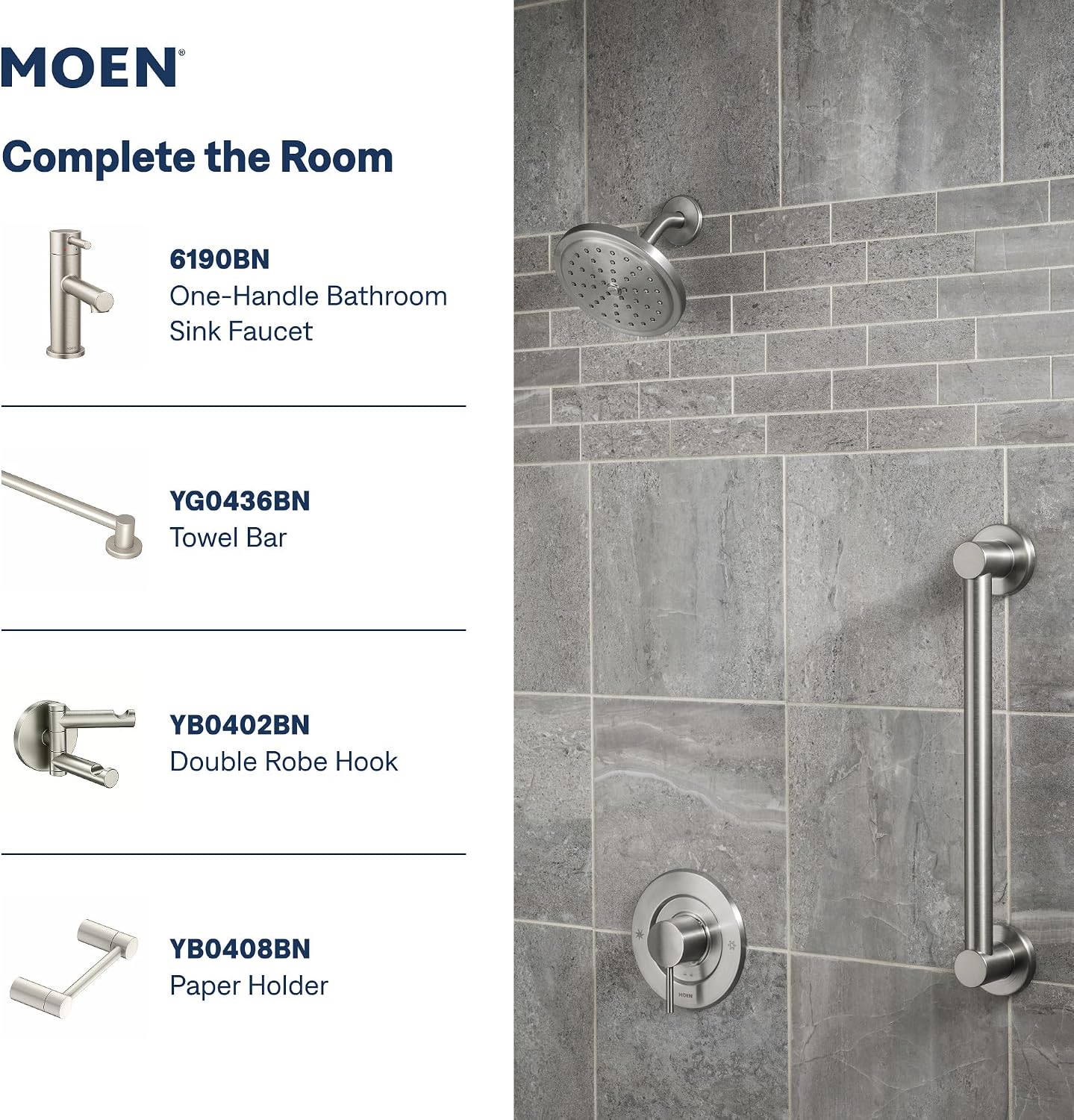 Moen Align Tub & Shower Trim Kit, Valve Required, Brushed Nickel, T2193EPBN