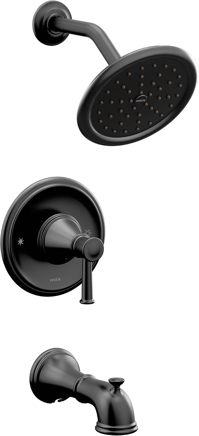 Moen T2313EPBLBelfield Posi-Temp Tub and Shower Trim Kit with Eco-Performance Showerhead, Valve Required Matte Black