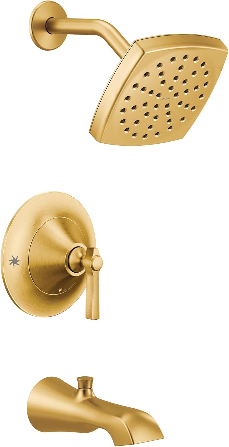 Moen TS2913BG Flara Posi-Temp Pressure Balancing Tub and Shower Trim Kit, Valve Required, Brushed Gold