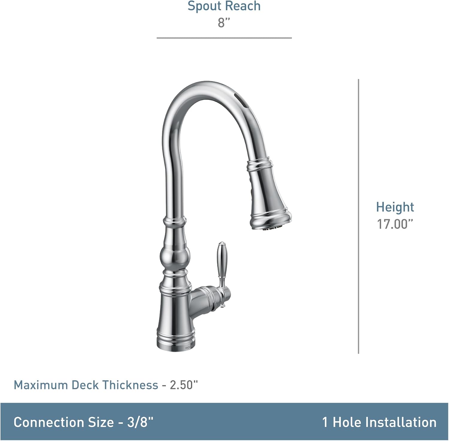 Moen Weymouth Smart Touchless Kitchen Faucet, Chrome, S73004EVC