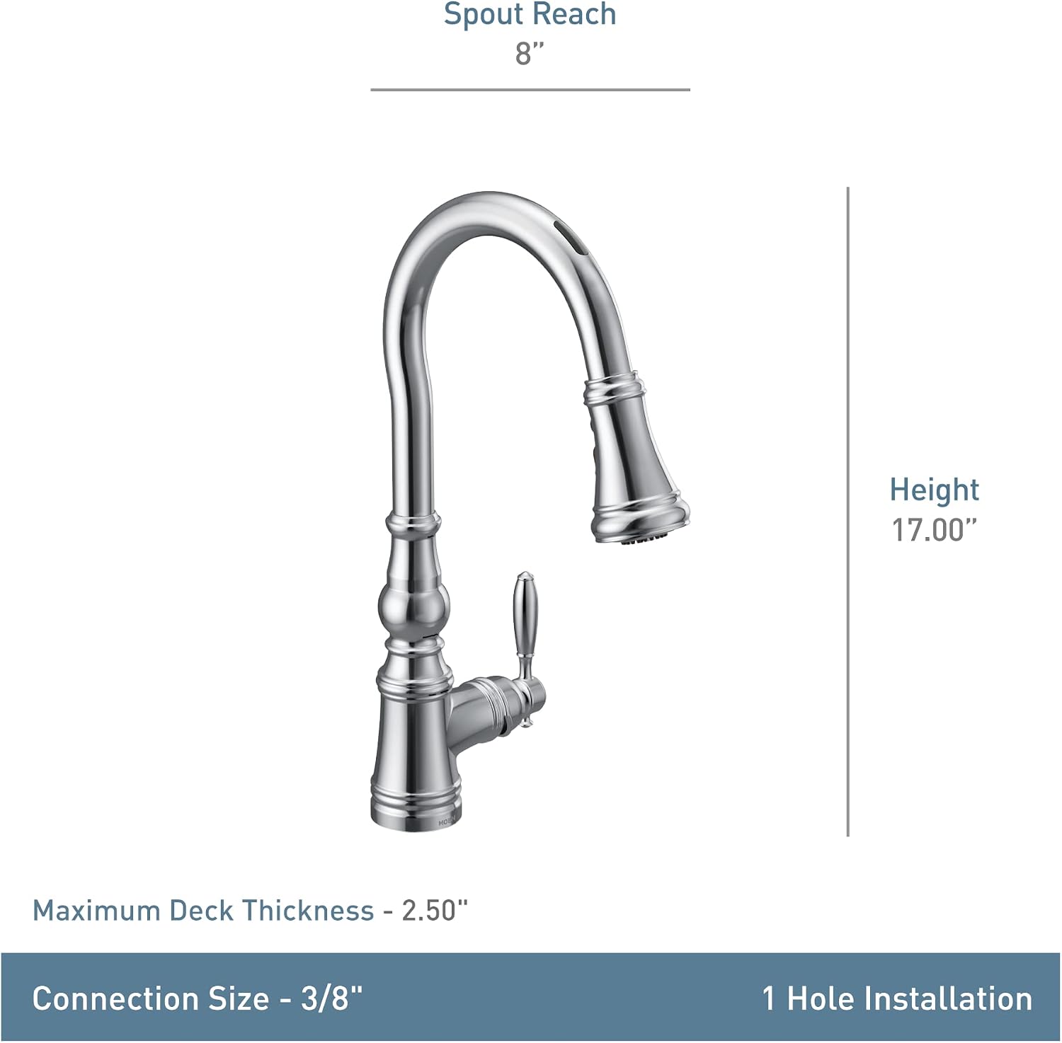 Moen Weymouth Smart Touchless Kitchen Faucet, Chrome, S73004EVC