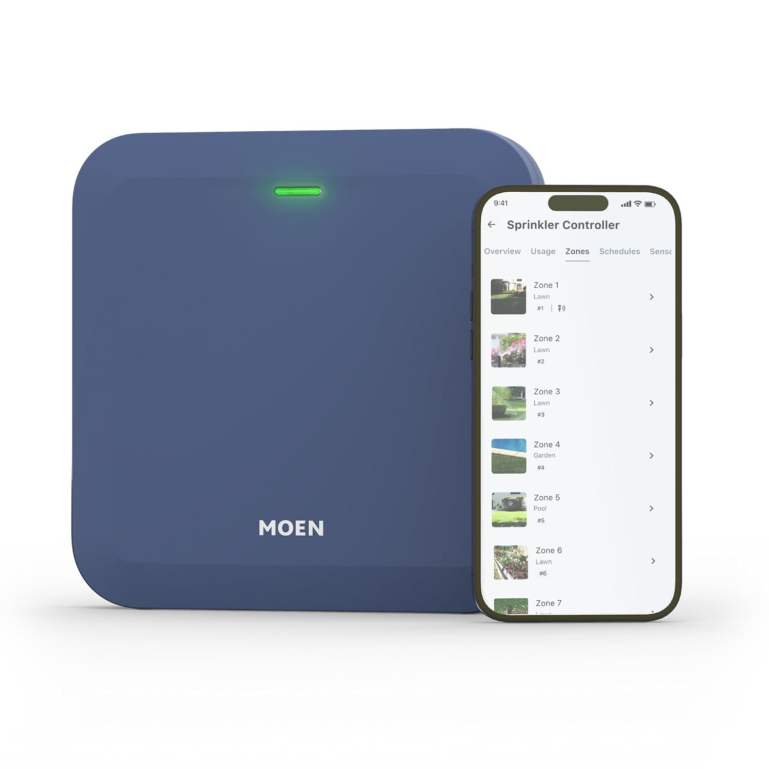 Moen 16-Zone Smart Sprinkler Controller, Wi-Fi Connectible Smart Irrigation System with Automatic Water Timer, WICNT016G1USA