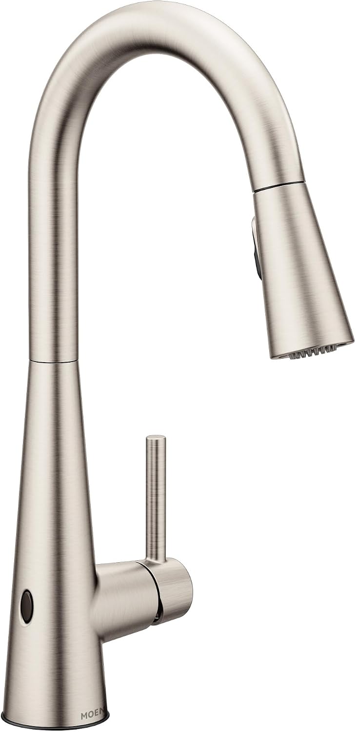 Moen Sleek MotionSense Wave Touchless Kitchen Faucet, Stainless, 7864EWSRS Spot Resist Stainless